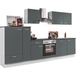 Menke Küchenzeile/Küchenblock White Classic 310 cm Graphit-Weiß