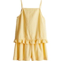 H&M 2-Piece Cotton Strappy Top And Shorts Set - Yellow