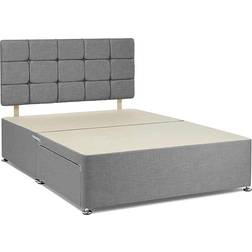 Bedsland Chenille Fabric Divan Bed Base Headboard Double Bed Frame 135x190cm