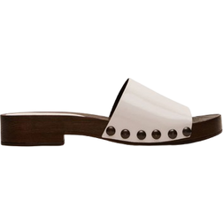 Steve Madden Cento Wooden Flatform Slide Sandals - White Patent
