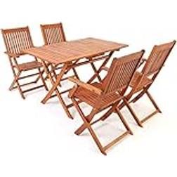 Casaria Sydney Wooden Garden Table and Chairs 4 Seater 5 Pieces Patio Dining Set