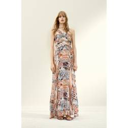 H&M Mønstret Kjole Med Drapering - Beige