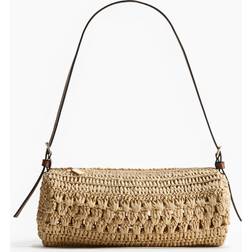 H&M Skuldertaske I Strå - Beige