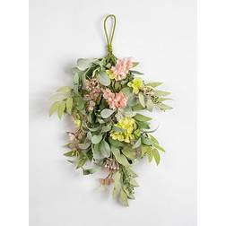 Scottish Everlastings Pink & Green Hydrangea Teardrop Swag Artificial Plant