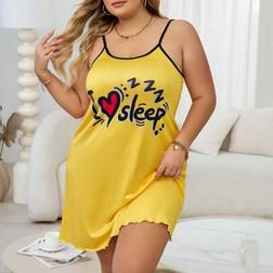 Shein Women's Plus Size Contrast Trimmed Cami Pajama Slip Dress