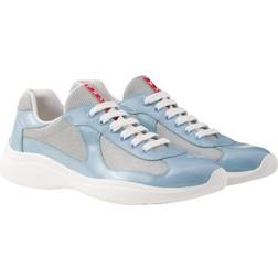 Prada Men's Patent Leather Technical Fabric America's Cup Sneakers - Light Blue