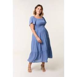 Blue Vanilla Curve Flutter Sleeve Midi Dress - Light