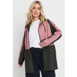 Yours Colourblock Lightweight Parka Jacket - Pink/Black