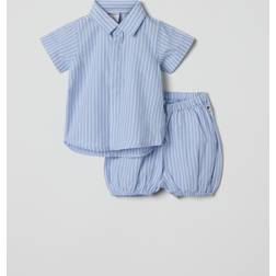 Polarn O. Pyret Baby Organic Cotton Stripe Short Set - Blue