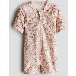 H&M Baby Beige Badoverall med UPF 50 - Dimrosa/Blommig
