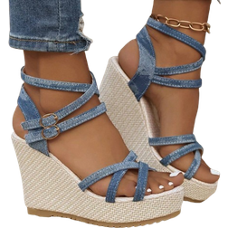 Shein New Thick Heel Wedge Sandals For Women Fashionable Daily Versatile Waterproof Shoes With Ankle Strap