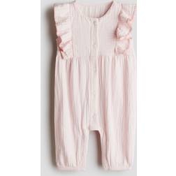 H&M Romper I Muslin Med Volanger - Ljusrosa