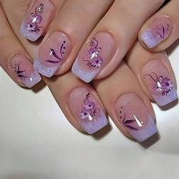 Shein Short Square Fake Nails - Gradient Purple