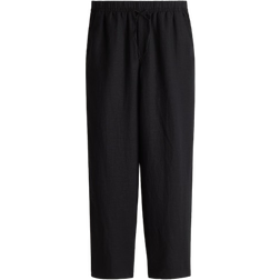 H&M Linen Blend Drawstring Trousers - Black