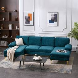FCH U-Shaped Blue/Green Sofa 113.4" 4 Seater