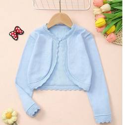 Shein Young Girl Casual Solid Color Knit Cardigan