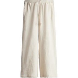 H&M Linen-Blend Drawstring Pants - Light Beige