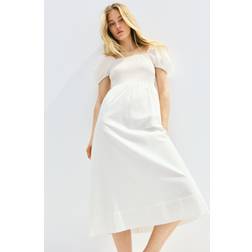 H&M Bomullsklänning Med Puffärm - Vit
