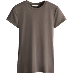 H&M Fitted T-shirt - Dark Greige
