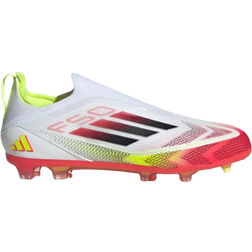 adidas F50 Elite Laceless Firm Ground Kids Støvler - Cloud White/Core Black/Solar Yellow