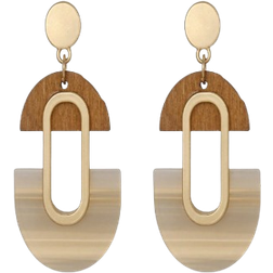 Shein 1 Pair Fashionable Elegant Wooden Resin Earrings, Suitable For Women's Daily Wear