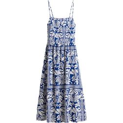 H&M Smocked Strappy Dress - Blue/White Patterned