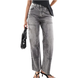 New Look Wide Leg Carpenter Jeans - Washed Grey
