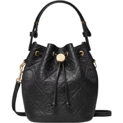 Tory Burch T Monogram Pebbled Mini Bucket Bag - Black
