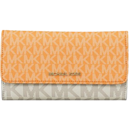 Michael Kors Jet Set Large Signature Logo Tri Fold Wallet - Pop Orange Multi