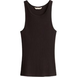 H&M Ribbed Silk Blend Tank Top - Dark Brown