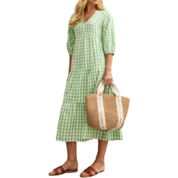 New Look Gingham Check Smock Midi Dress - Green