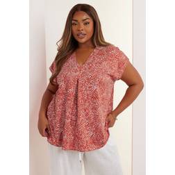 Yours Paisley Print Pleat Front Top - Orange