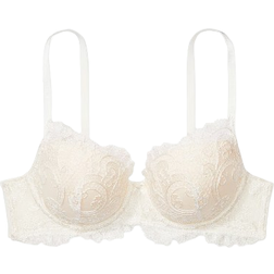 Victoria's Secret Dream Angels Boho Floral Embroidery Lightly Lined Demi Bra - Coconut White