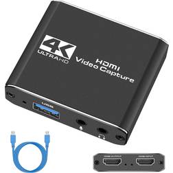 TKHIN Capture card, audio video capture card with microphone 4k hdmi loop-out, 1080