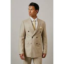 Burton Neutral Textured Double Breasted Suit Jacket