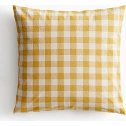 H&M Gingham Checked Cotton 50x50 Cushion Cover Yellow, White (50x50cm)