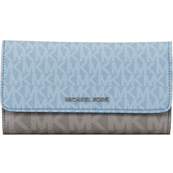 Michael Kors Jet Set Travel Signature Logo Tri Fold Wallet - Lt Sky Mlt