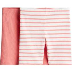 H&M Cycling Shorts 2-pack - Coral Pink/Striped (0599090069)