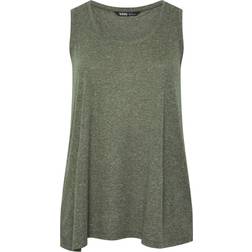 Yours Curve Linen Vest Top - Khaki Green
