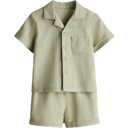 H&M Linen-Blend Set 2-piece - Light Green (1232745003)