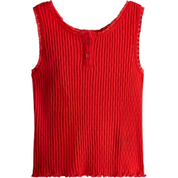 H&M Tanktop I Pointellebomuld - Rød