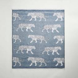 Dunelm Tiger Jacquard Woven Blankets Blue (170x155cm)