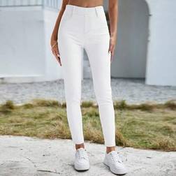 Shein Enkla Jeansbyxor Lämpliga För Sommaren - Vitt