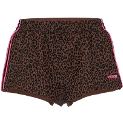 PINK Tech Woven Retro Shorts - Leopard