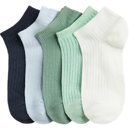 H&M Sneakersocken in Rippstrick 5er-pack - Marineblau/Grün