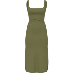 PINK All Day Soft Ribbed Bodycon Midi Dress - Olive Shade