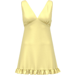 PINK Summer Fling Satin Ruffle Dress - Mellow Yellow