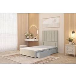 Somnior Austin Divan Base 2 Drawers 54 Floor Standing Headboard Tweed Fabric - Natural - Super King