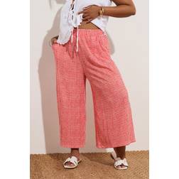 Yours Curve Red Gingham Crinkle Midaxi Culottes