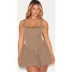 PrettyLittleThing Shape Mocha Lace Trim Corset Top - Brown